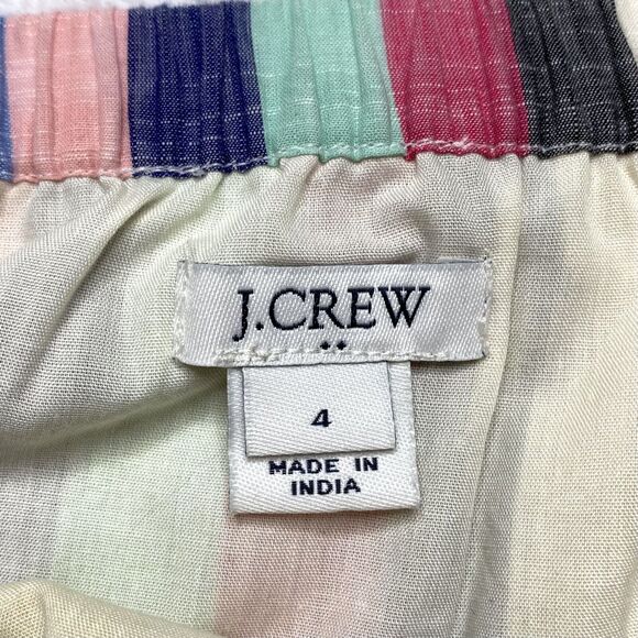J.CREW Rainbow Stripe Off The Shoulder Woven Cotton Shift Dress Size 4 Lined - Picture 6 of 9